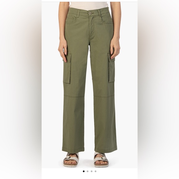 KUT from the Kloth Wide Leg Cargo Pants Olive army Green Cargo Pants size 4 NWT - Picture 1 of 4